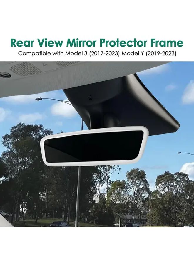 Red Rear View Mirror Protector Frame And Center Console Decor For Tesla Model 3 Y - Image 1